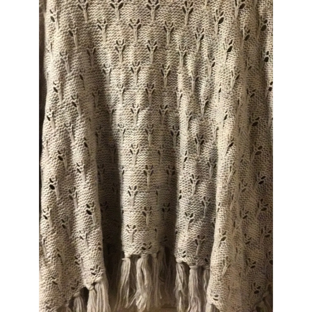Quicksilver Knit Cowl Neck Poncho With Fringe - Picture 7 of 8
